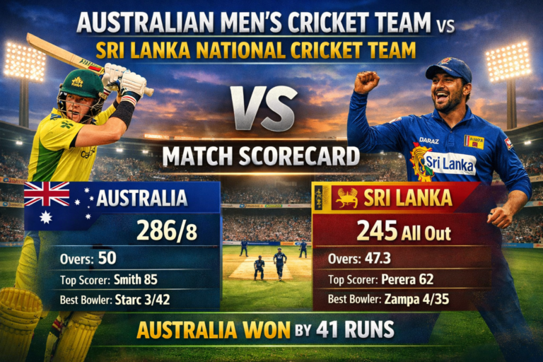 Australian Men’s Cricket Team vs Sri Lanka National Cricket Team Match Scorecard